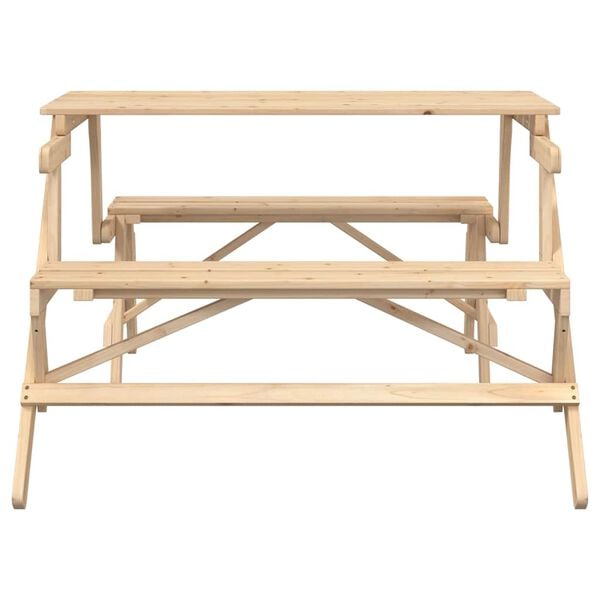 vidaXL piknika galds ar soliem, egles masīvkoks, pārveidojams