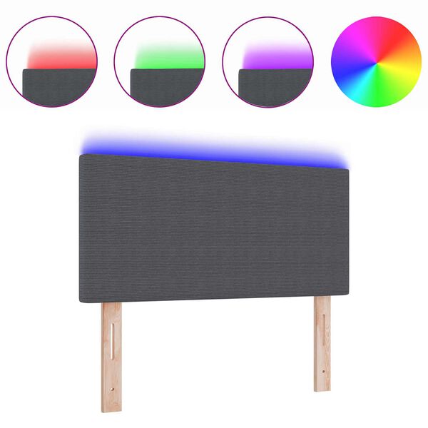 vidaXL LED gultas galva ar galvas klāju Tumši pelēks 80 cm Poliesters