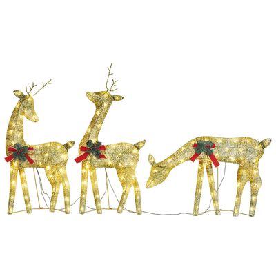 vidaXL Ziemassvētku dekorācija, ziemeļbriežu ģimene, 270x7x90 cm