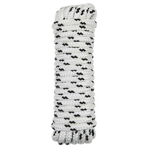 vidaXL Laivu virvju 10 mm 6 m Balta un melna Poliesters