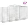 vidaXL arkveida gabiona grozi, 17gb., 300x50x140/160cm, cinkota dzelzs