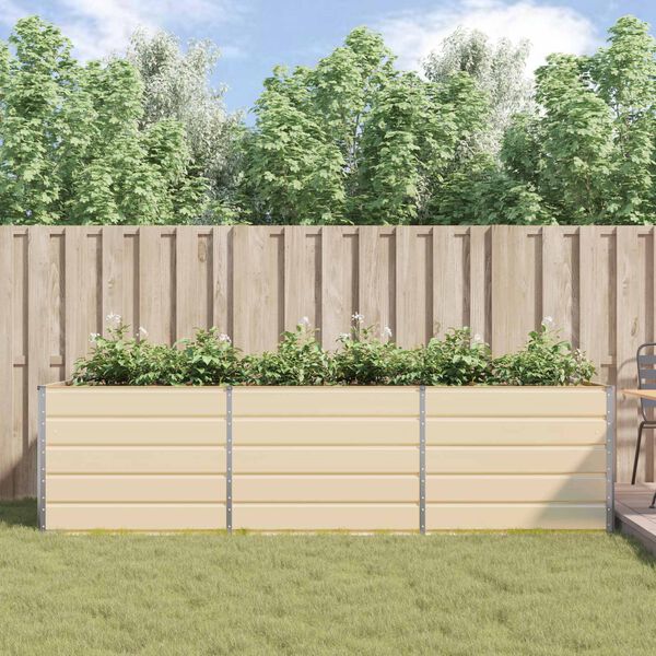 vidaXL Puķu kaste Krēms 195 x 100 x 45 cm Cinkots tērauds