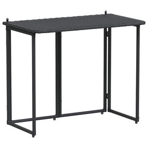 vidaXL Saliekamais dārza galds Melns 90x51x75 cm Poly Rattan