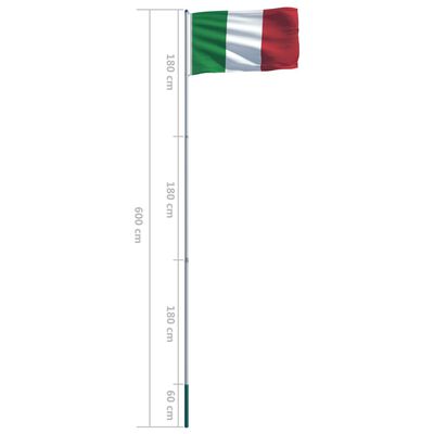 vidaXL Itālijas karogs un karoga masts, alumīnijs, 6 m