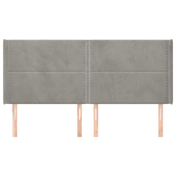 vidaXL galvgalis ar malām, gai&scaron;i pelēks samts, 203x16x118/128 cm