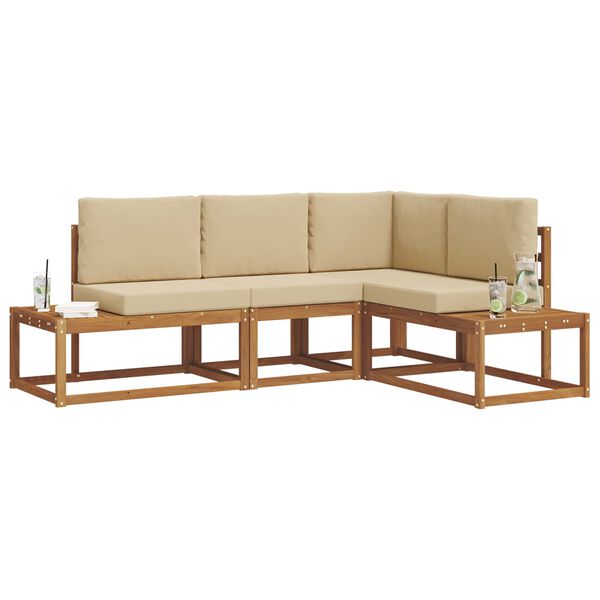 vidaXL Āra dīvānu komplekts ar spilvenu 4 Gabals Dabisks un bē&scaron;s