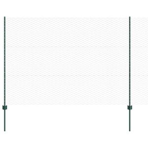 vidaXL Se&scaron;stūra žogs ar stabu 25 x 1,5 m PVC pārklāts tērauds Zaļa