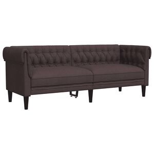 vidaXL trīsvietīgs Chesterfield dīvāns, tum&scaron;i brūns audums