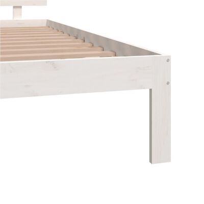 vidaXL gultas rāmis, balts, priedes masīvkoks, 140x190 cm