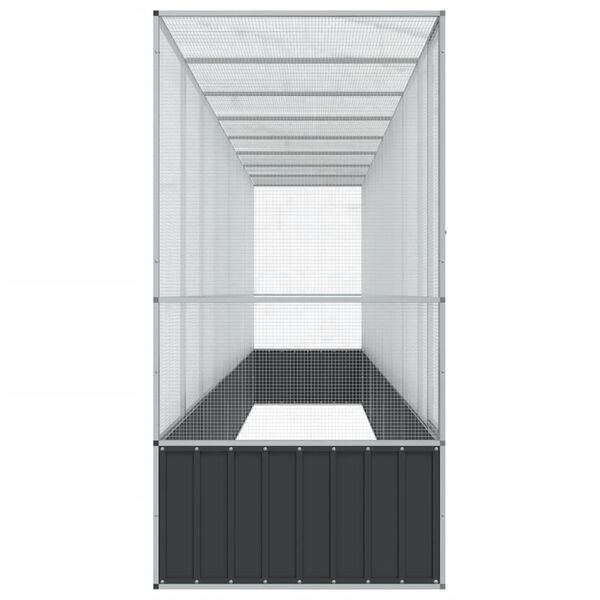 vidaXL putnu māja, sudraba krāsa, 834,5x107x212 cm, tērauds