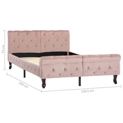 vidaXL gultas rāmis, rozā samts, 120x200 cm