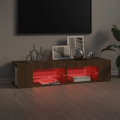 vidaXL TV galdiņš ar LED lampiņām, ozolkoka krāsa, 135x39x30 cm
