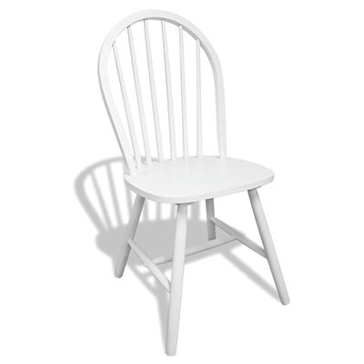 vidaXL virtuves krēsli, 6 gab., balts masīvs gumijkoks