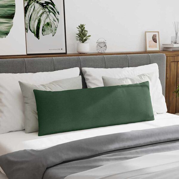 vidaXL Dīvāna spilveni 2 pcs Tum&scaron;i zaļ&scaron; 120 x 40 cm Korduroja audums