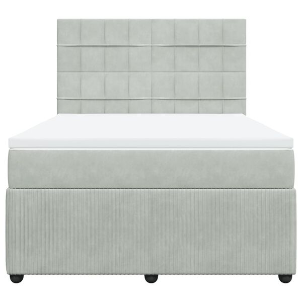 vidaXL atsperu gulta ar matraci, gai&scaron;i pelēka samts, 140x200 cm