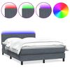 vidaXL atsperu gulta ar matraci, LED, tum&scaron;i pelēka samts, 160x210 cm