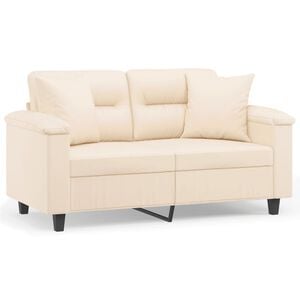 vidaXL divvietīgs dīvāns ar spilveniem, bē&scaron;s, 120 cm, audums