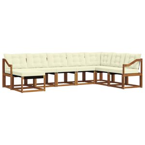 vidaXL Āra dīvānu komplekts ar spilvenu 8 pcs Dabisks un krējuma