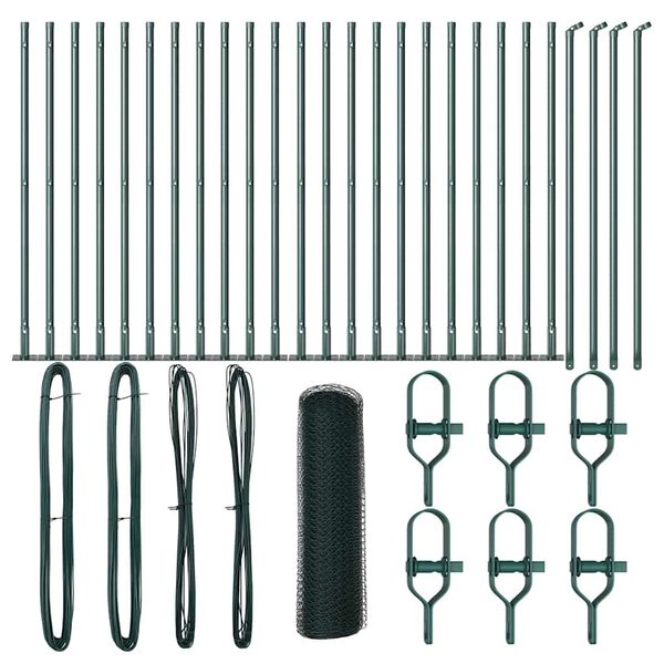 vidaXL Žoga āķis Zaļa 50 x 0,5 m (25 mm siets) Tērauds un PVC