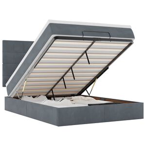 vidaXL Osmaņu gulta ar matračiem & LEDs, tum&scaron;i pelēks, 140x200cm samts