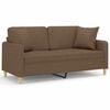 vidaXL divvietīgs dīvāns ar spilveniem, brūns, 140 cm, audums