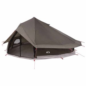 vidaXL Tipi telts 20 personai Brūna pelēka Poliesters un tērauds