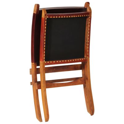 vidaXL saliekams atpūtas krēsls, tumši brūna dabīgā āda
