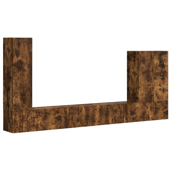 vidaXL Televizora sienas skapja komplekts 6 pcs Dūmaka ozols