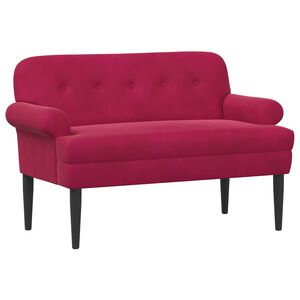 vidaXL Divvietīga mēbele ar pogu pūkām Vīna sarkans 120 x 66 x 78 cm