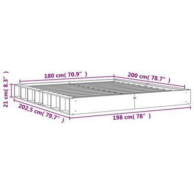 vidaXL gultas rāmis, balts, 180x200 cm, priedes masīvkoks