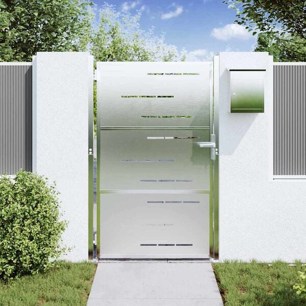 vidaXL Dārza vārti ar slēdzeni Sudraba 100 x 125 cm Nerūsējošs tērauds