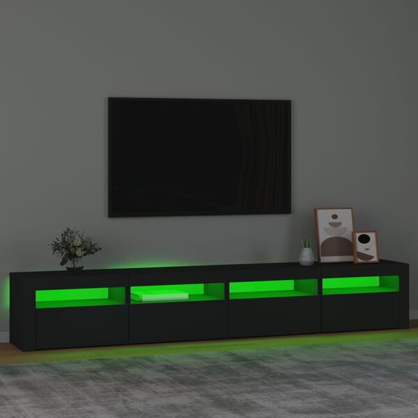 vidaXL TV skapītis ar LED apgaismojumu, melns, 240x35x40 cm
