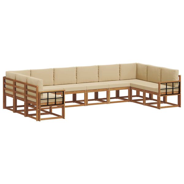 vidaXL Āra dīvānu komplekts ar spilvenu 10 pcs Dabisks un bē&scaron;s