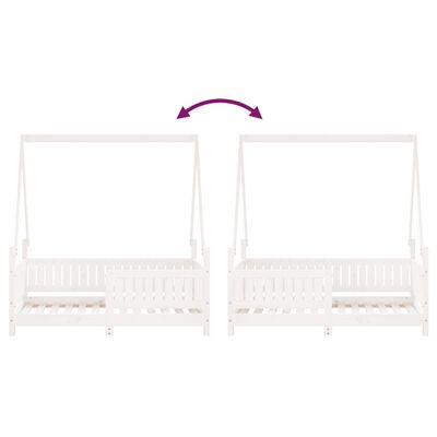 vidaXL bērnu gultas rāmis, priedes masīvkoks, 70x140 cm, balts