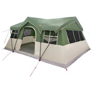 vidaXL Ģimenes telts 487 x 340 x 216 cm Zaļa Poliesters un tērauds