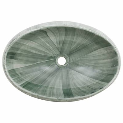 vidaXL izlietne, liekama uz virsmas, zaļa, ovāla, 59x40x15 cm