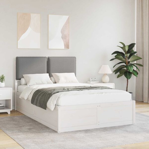 vidaXL Gultas rāmis ar polsterētu galvas balstu Gai&scaron;i pelēks