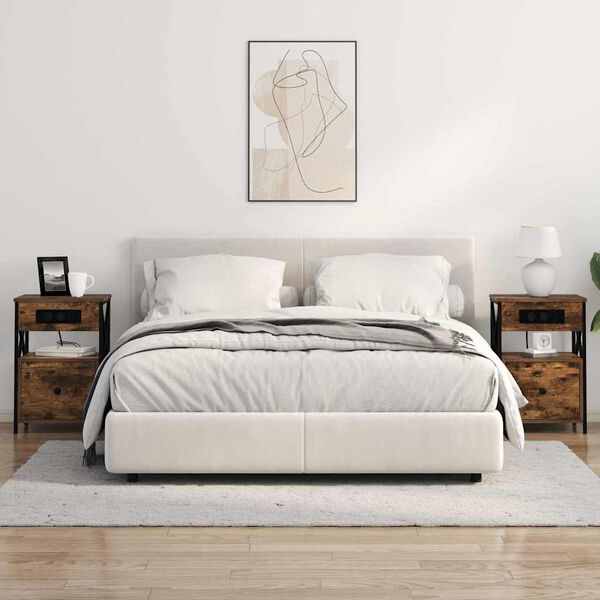 vidaXL Nakts skapītis Dūmaka ozols 40 x 31 x 60 cm Inženierijas koks