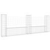 vidaXL gabionu siena ar 3 stabiem, U-forma, dzelzs, 260x20x100 cm