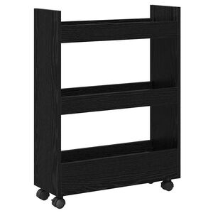 vidaXL &Scaron;aurs uzglabā&scaron;anas ratiņ&scaron; Melns ozolkoks 60 x 22 x 80 cm