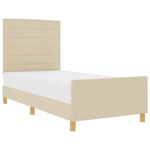 vidaXL Gultas rāmis ar galvas klāju Krēmkrāsa 90 x 200 cm audums