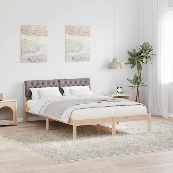vidaXL Gultas rāmis Braun un taupe 150 x 200 cm Priedes masīvkoks