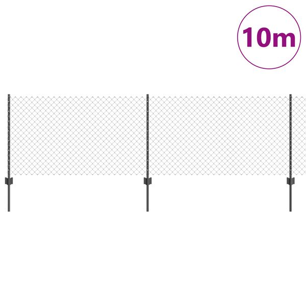 vidaXL Žogs ar stabu Pelēka 0,8 x 10 m Tērauds un PVC