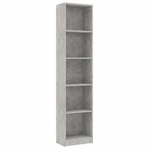 vidaXL 5-līmeņu grāmatu plaukts, pelēks, 40x24x175cm inženierijas koks