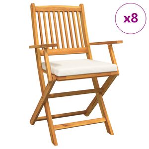 vidaXL Saliekamā krēsls ar spilvenu 8 pcs Balts 49 x 57.5 x 92cm