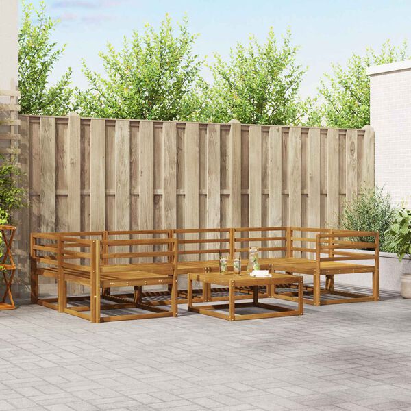 vidaXL Āra dīvānu komplekts 7 pcs Dabiska Cietā akācijas koks