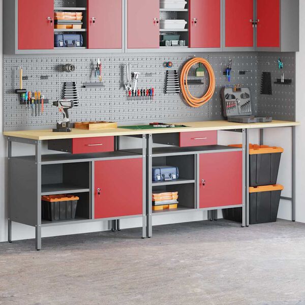 vidaXL Darbagalda komplekts 3 pcs Melna 255 x 55 x 85 cm Tērauds