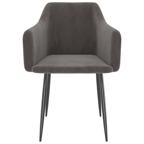 vidaXL virtuves krēsli, 2 gab., tum&scaron;i pelēks samts