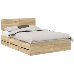 vidaXL Gultas rāmis Sonoma ozols 150 x 200 cm Inženierijas koks