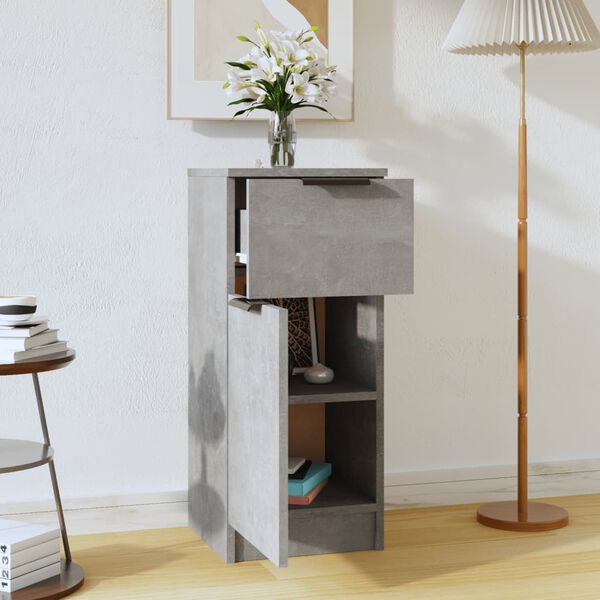 vidaXL kumode, betona pelēka, 30x30x70 cm, inženierijas koks
